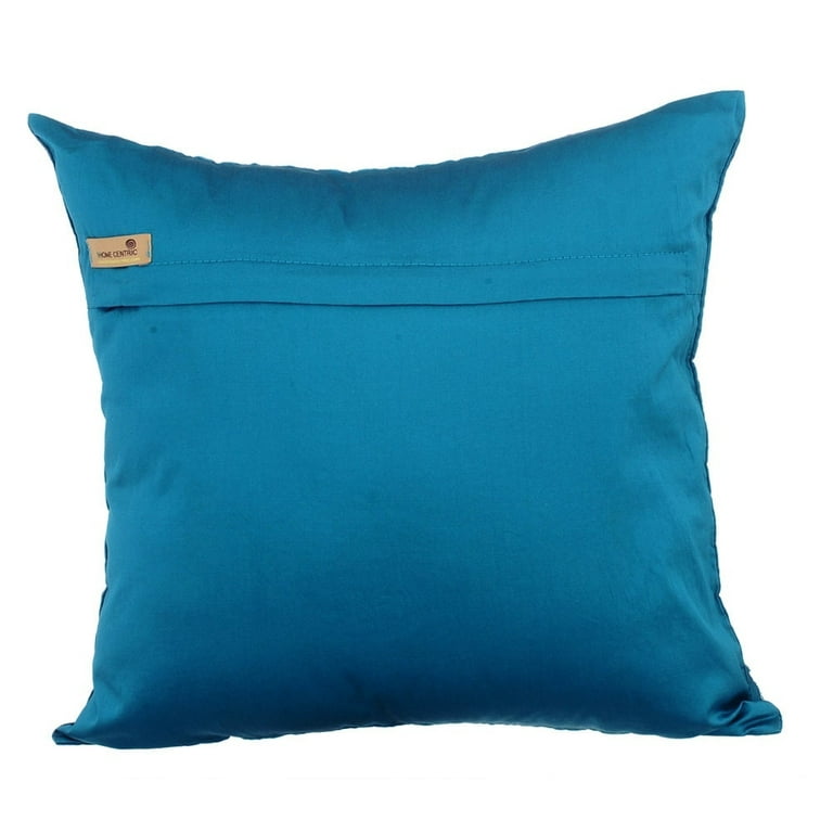 Decorative Pillow Covers, Pillow Covers, Decorative Pillow Covers 18x18  inch (45x45 cm) Blue, Silk Throw Pillow Covers, Handmade Pillow Covers
