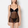 thumbnail image 1 of Babydoll Demi-Maille Sans Doublure avec Ruban Décoratif en Noir Smoking, 1 of 4