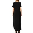 thumbnail image 4 of LAVA Womens Maxi Dresses with Pockets V Neck Short Sleeve Casual Dress Split Long Loose Summer Dresses (Black, XL), 4 of 10
