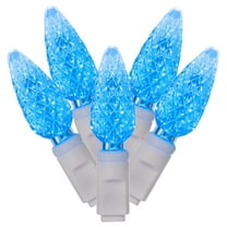 Vickerman 50 Teal C6 LED Light on White Wire, 25' Christmas Single Mold Light Strand