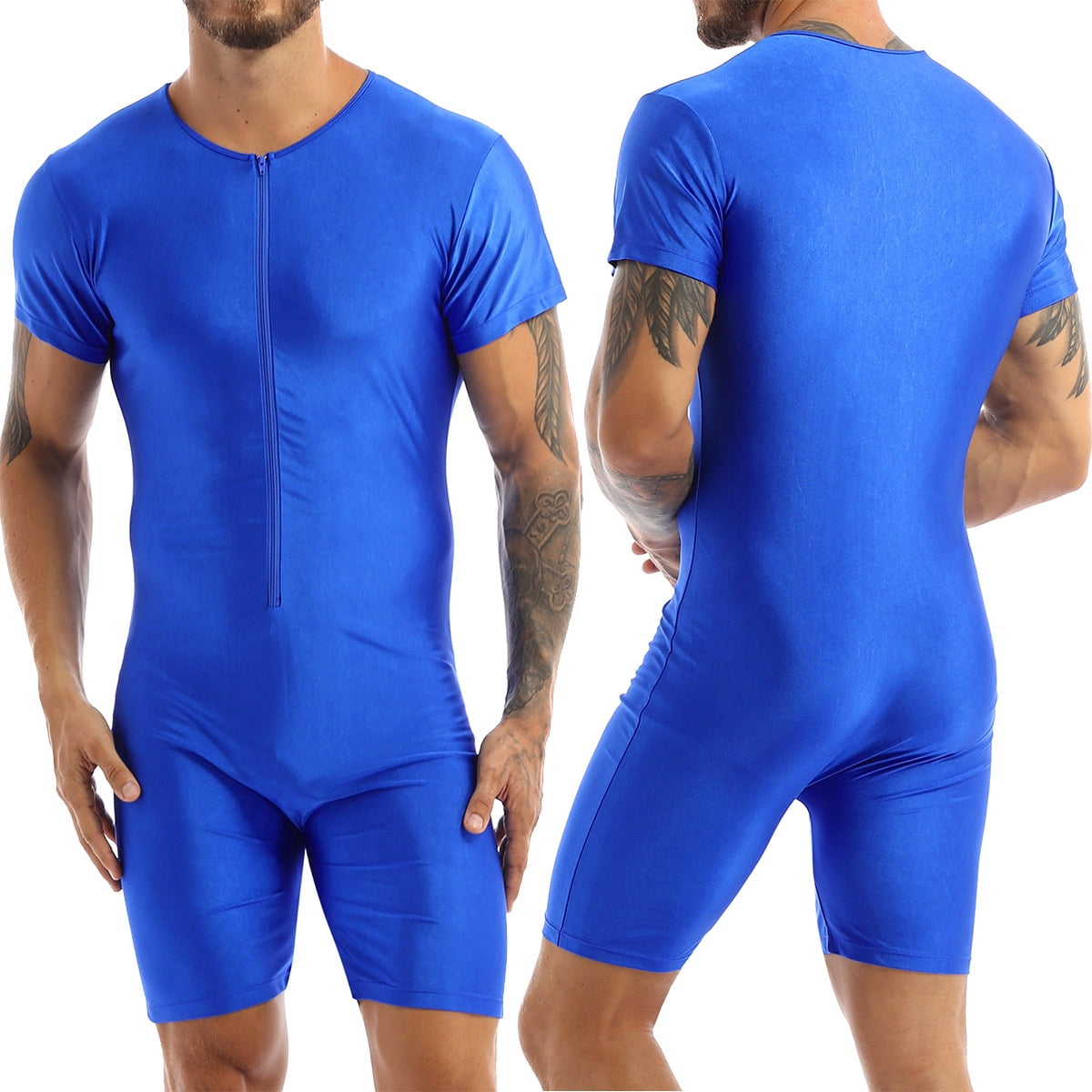 iiniim Men's Spandex Dance Gym Workout Boxer Briefs Leotard Bodysuit Biketard Unitard