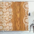 thumbnail image 1 of Ambesonne Shabby Flora Shower Curtain, Lace Wooden Retro, 69"Wx84"L, Pale Caramel White, 1 of 3