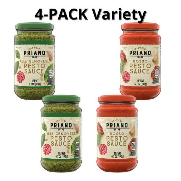 Priano Genovese Pesto and Rosso Pesto Sauce  Variety 4-Pack 6.7 oz