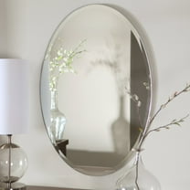 Decor Wonderland Jaxon 23.6" x 31.5" Oval Frameless Bathroom Vanity Mirror with Bevel - Hangs Horizontally or Vertically