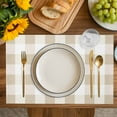 thumbnail image 4 of Cream White Buffalo Check Placemats Set of 4, Farmhouse Plaid Modern Geometric Placemats for Dining Table, Place Mats for Kitchen Tabletop, Waterproof Wipeable Dining Table Mats Set, 4 of 9