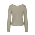thumbnail image 4 of tarylea Trendy Tops for Women Ribbed Knit Crew Neck Tops Long Sleeve Fitted Shirts Casual Dailywear Tops, 4 of 4