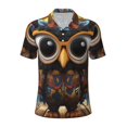thumbnail image 2 of Daiia Quirky Owl With Glasses Pattern Men’s Polo Shirts,Solid Deck Shirt,Classic Fit, Breathable Cotton Polo for Casual and Sport Wear-Small, 2 of 7