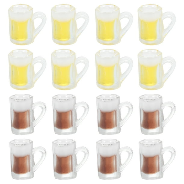24 piezas de llaveros de resina con forma de vaso de cerveza, colgantes para hacer tú mismo, pendientes, colgantes para hacer tú mismo, colores surtidos