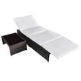 thumbnail image 3 of vidaXL Reclining Garden Chairs 2 pcs with Table Brown Poly Rattan, 3 of 4