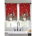 thumbnail image 3 of Semi Sheer Window Curtains 45 Inches Long, Red Snowman Christmas Rod Pocket Voile Silky Chiffon Curtain Treatment Drapes for Kitchen, Living Room, Xmas Tree Snowflake Gifts Winter 52"x45", 2 Panels, 3 of 9