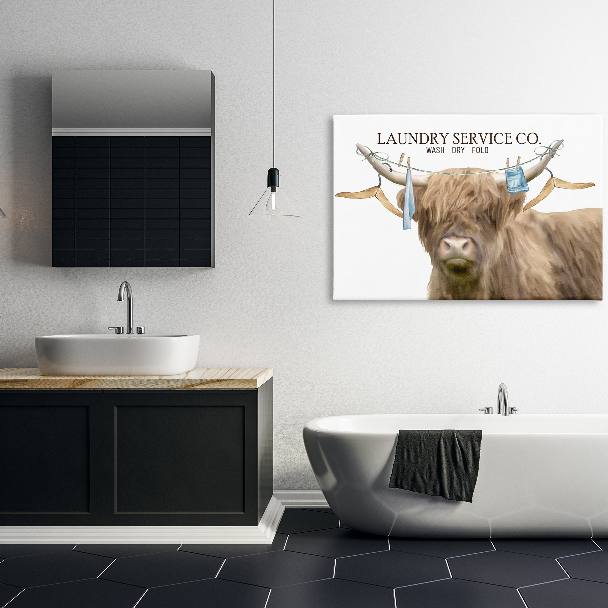 Laundry Service Cattle Canvas Wall Art, design by Kim Allen