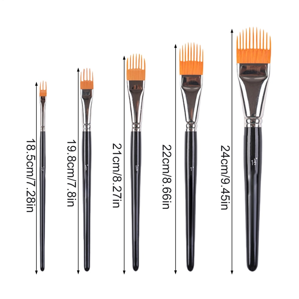 Ksruee Watercolor Brush Set 5 Pieces Artist Painting Comb Tools Flat Paint Brush Set for Adults Kids Beginners Travel Halloween Birthday Outdoor Studio Classroom Hobbies