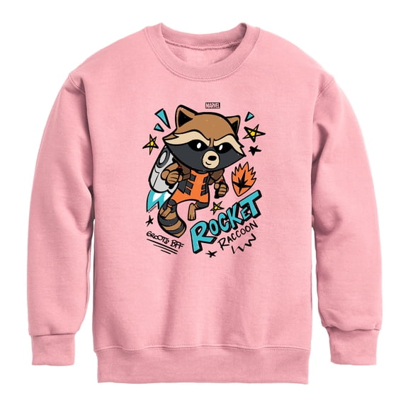 Guardians Of The Galaxy - Scribble Rocket - Youth Boys Crew Fleece Sweatshirt