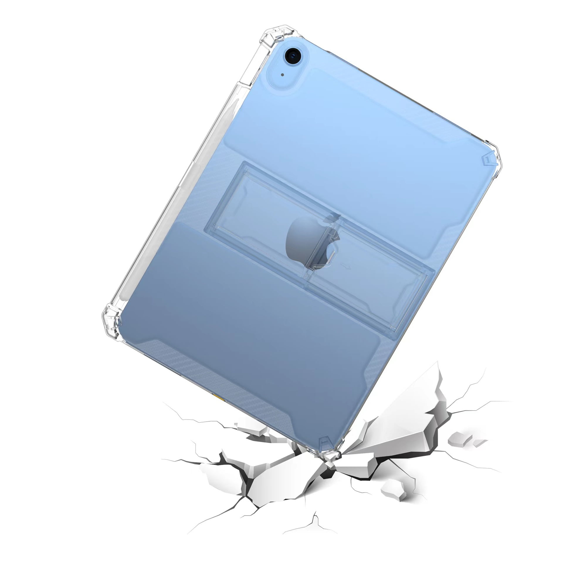 Allytech TPU Case for Apple iPad 9.7" 6th/5th 2018/2017 with Pencil Holder, Crystal Clear Kickstand Anti-Drop & Anti-Yellowing Shockproof Protective Durable Case, Also Fit Air 2/1 - Clear