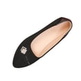 thumbnail image 2 of Women's Wide Width Flat Shoes Pointed Toe Suede Slip On Office Ballet Flats Black 9, 2 of 7