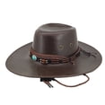 thumbnail image 5 of Helii Faux Leather Cowboy Hat for Men Women – Wide Brim Western Hat with Beaded Band & Adjustable Chin Strap, Unisex Cowgirl Hat for Costume Party Outdoor Hiking Bronze,One Size, 5 of 5