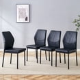 thumbnail image 6 of Hi loPres Set of 4 Modern Dining Chairs, Black PU Leather Side Chairs with Ergonomic Vertical Striped Back and Black Metal Legs for Kitchen, Office, 6 of 7