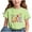 E270-Green, variant on hengsof Boys Girls Fashionable Cute Print Short Sleeve Tee, Back to School Round Neck Casual Top for Colorful Style, Ages 3 to 15 Years
