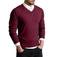 thumbnail image 2 of Yaoyar Men's Cotton Knitted Sweater Long Sleeve V-Neck Thin Slim Fit Business Casual Pullover Sweater, 2 of 6