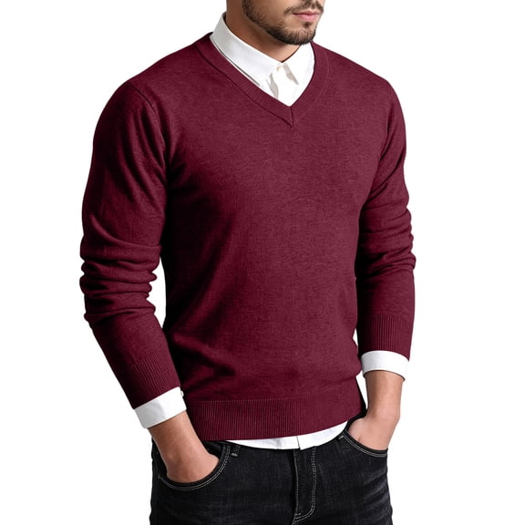 yillto Men's V Neck Sweater Knit Fall Winter Casual Lightweight Long Sleeve Warm Sweaters Clothes