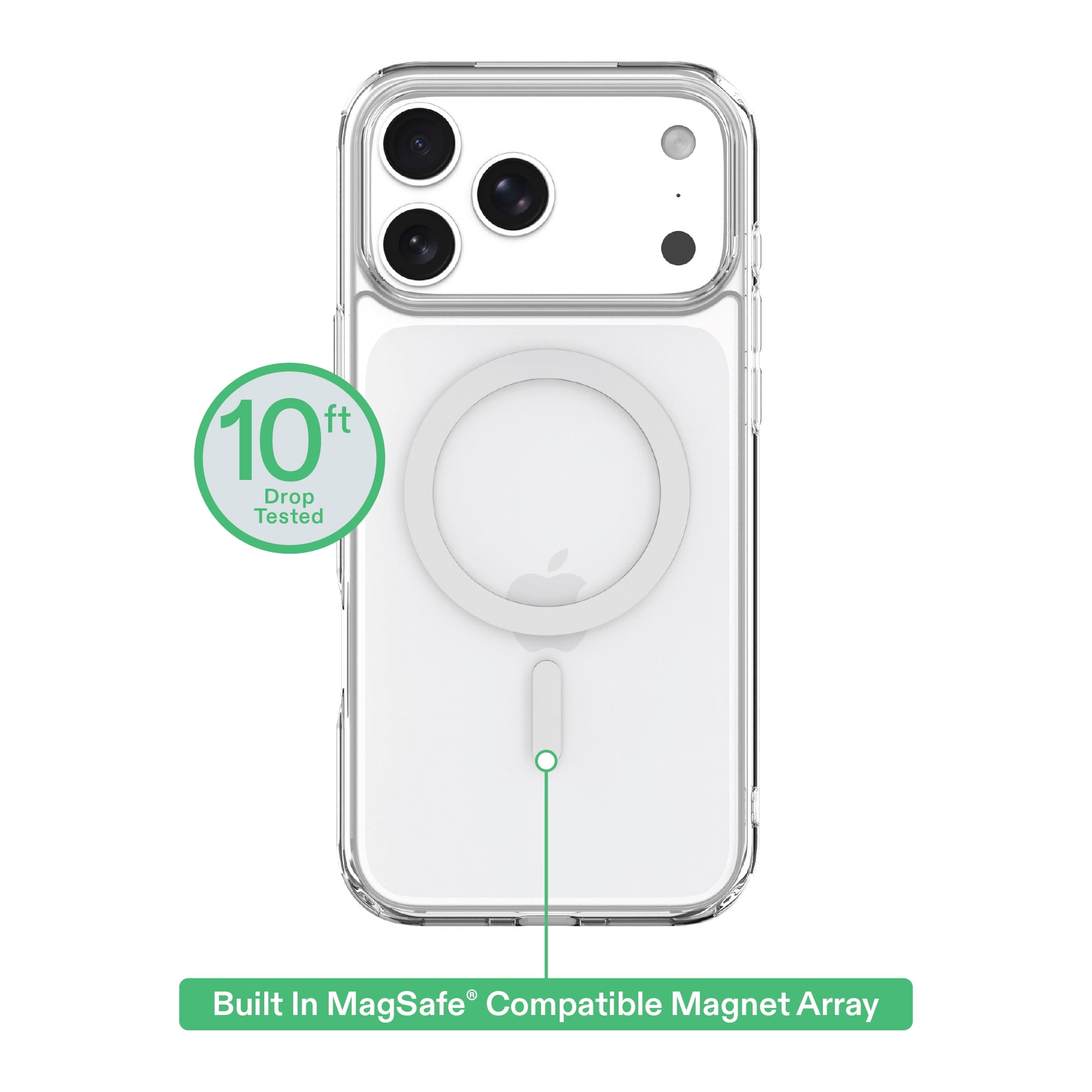 Coque de téléphone compatible avec MagSafe (Clair) et protecteur d'écran en verre avec plateau d'application facile pour iPhone 17 Pro Max