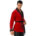 thumbnail image 4 of Sxiwei Men Adult Velvet Christmas Plush Collar Smoking Robe Jacket Belt Cosplay Costume with Belt Red XXL, 4 of 7