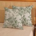 thumbnail image 2 of Spring Pillow Covers 18x18 Inch 2 Pcs Sage Green Vintage Floral Decor Throw Pillows Chinoiserie Flower Leaves Plant Seasonal Outdoor Decoration Pillowcase Linen Cushion Cover for Couch Sofa Bed, 2 of 6