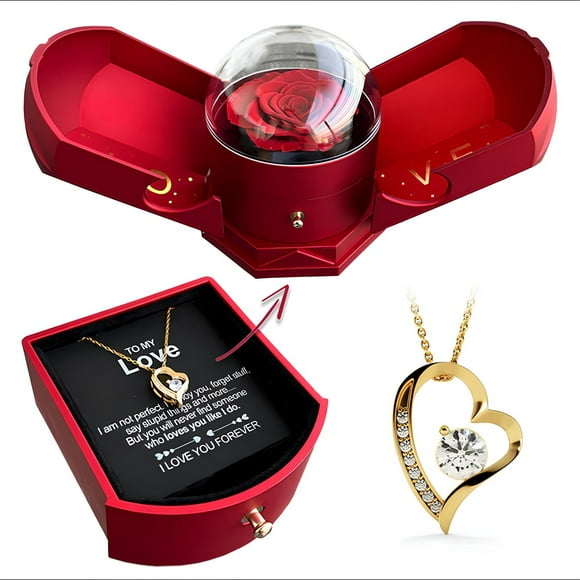 Hyknon Artificial Flowers Hollow Out Gift Box Double Open Rose Gift Box Drawer Type Rose Jewelry Box Artificial Flowers for Home Office Decorations