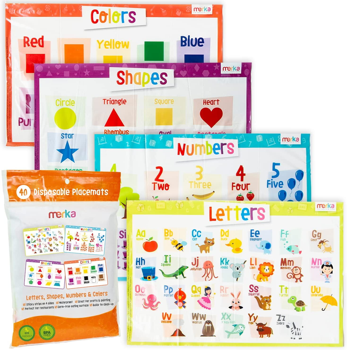 merka Disposable Baby Placemats 4 Packs of 10, Total 40, Restaurant