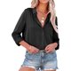thumbnail image 5 of Camisa Con Cuello Vuelto Para Mujer Camisa Con Cuello En V Para Mujer Camisa Informal Para Mujer Blusa Informal Para Mujer ANGGREK Negro L, 5 of 6