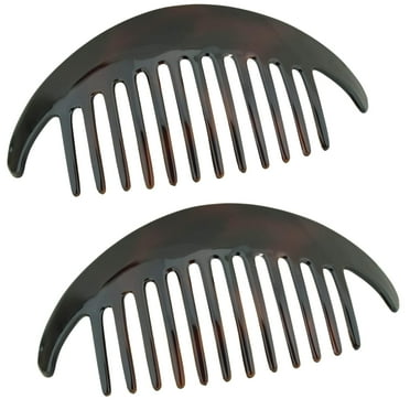 Parcelona French Alice Large Celluloid 12 Teeth Side Hair Combs for Women 2 Pcs