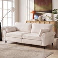 thumbnail image 2 of CQSXDA 80.7 Inches 2-Seater Iron and Wood Frame Corduroy Loveseat Sofa with Rolled Armrests  for Modern Living Room and Small Spaces, White, 2 of 11