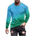 thumbnail image 2 of Zylanna Men's T-Shirts Tee, Long Sleeve Crew Neck Gradient Color Stretchy Casual Tops for Man Light Blue, 2 of 4