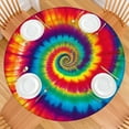 thumbnail image 2 of Colorful Rainbow Tie Dye Spiral Pattern Round Fitted Tablecloth with Elastic Edge,Dining Table Cover Waterproof,Outdoor Round Tablecloth for Camping,Dining,Indoor and Outdoor, 2 of 7