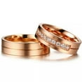 thumbnail image 6 of 6MM Rose Gold Couple Rings Gift/Boy AAA CZ Stainless Steel Wedding Band Sz 6-12, 6 of 8