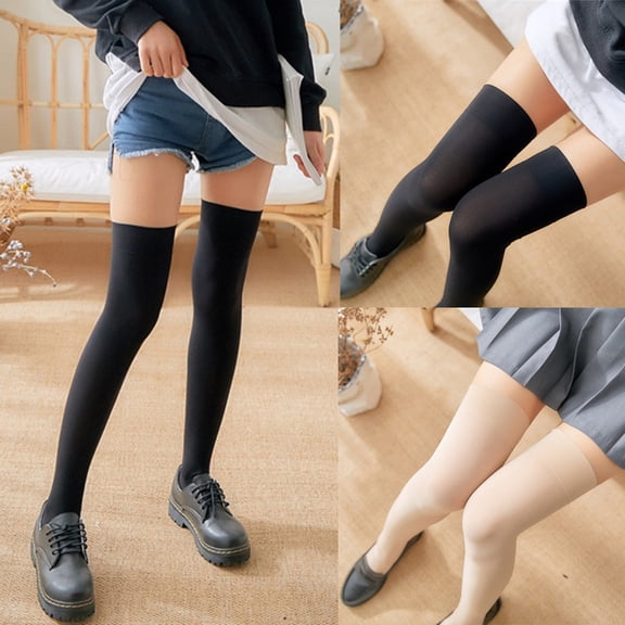 AWASD 2026 Summer Fashion Thigh High Over Knee High Socks for Womens Cute High Elasticity Solid Color Socks Slim Fit Comfortable Knee High Stockings (One Size Color White)