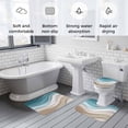thumbnail image 5 of Turquoise Brown Bath Mat 3 Piece Bathroom Rug Set, Teal White Geometric Gradient Stripes Non Slip Bath Rug Contour Mat and Toilet Lid Cover, Absorbent Shower Mats Soft Bath Rugs and Mats Sets, 5 of 8