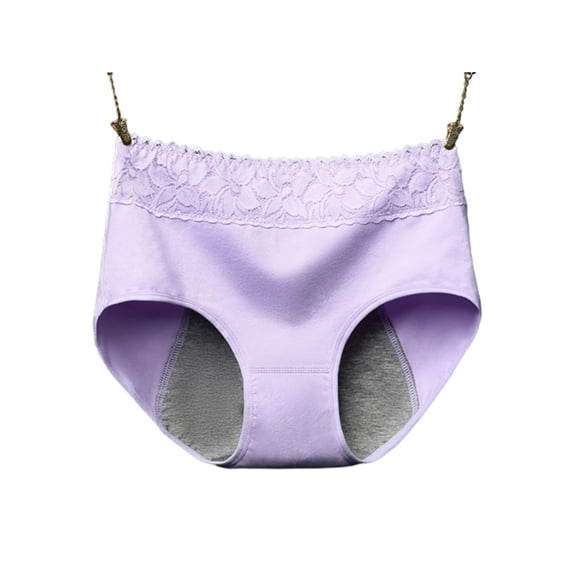 Ochine Women Cotton Ultra-Soft Comfy Mid Rise Lace Seamless Period Panties Maternity Postpartum Underwear Briefs with Panty Liner for Girls, M-XL