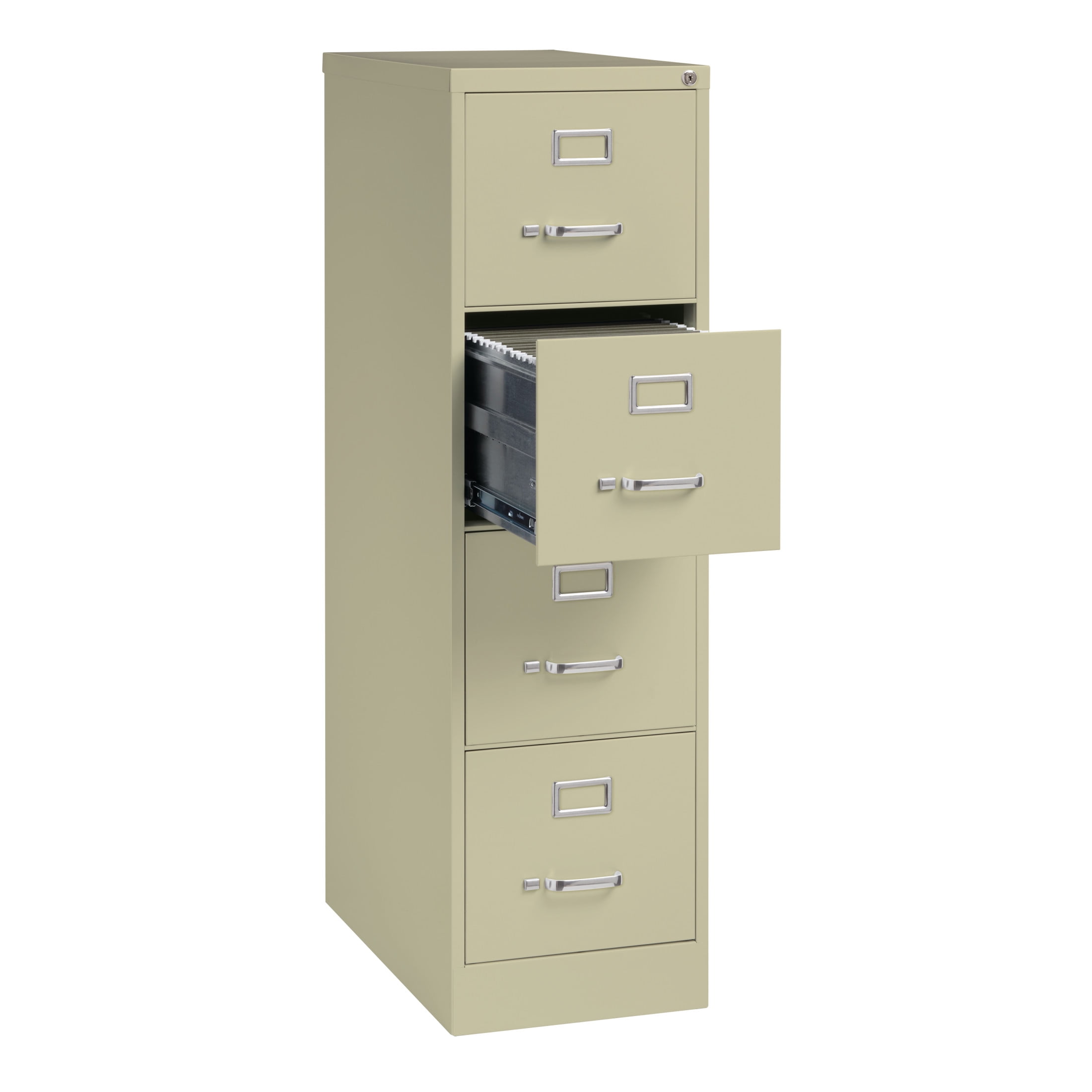 Hirsh 4 Drawer Letter Locking Metal Vertical File Cabinet, 26.5" Deep, Putty