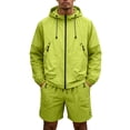 thumbnail image 2 of Hearthz Men's Fishing Track Suits Full Zip Men UPF 50+ UV Protection Hoodie Jacket and Shorts Quick Dry Beachwear Matching Fishing Sets Green XL, 2 of 8