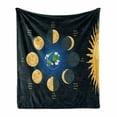 thumbnail image 1 of Moon Phase Soft Flannel Fleece Throw Blanket, Simplistic Infographic with Sun Earth and Lunar Movements Childish Doodle, Cozy Plush for Indoor and Outdoor Use, 50" x 70", Multicolor, by Ambesonne, 1 of 6