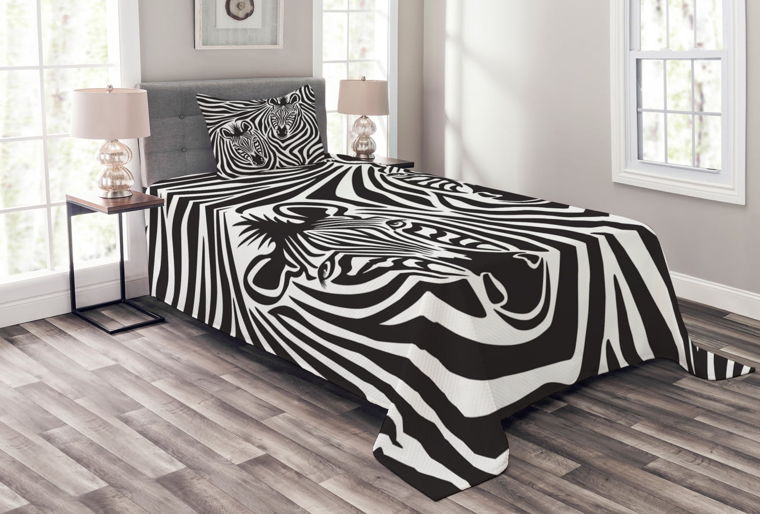 Hunt Zebra Tribe Ethnic Print Details about   Animal Quilted Bedspread & Pillow Shams Set 