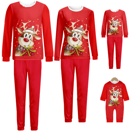 

Matching Family Christmas Pajamas Set Merry Christmas Printed Sizes for Adult-Kids-Baby-Pet 2-Piece Top and Pants Bodysuits Pajamas Sets