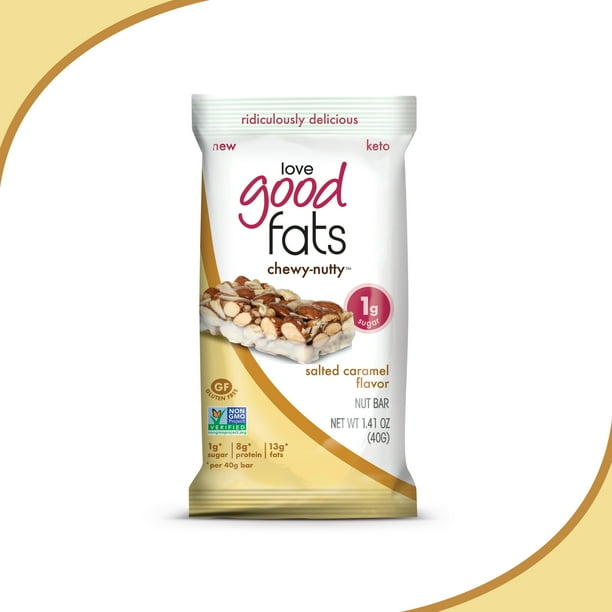 Love Good Fats Bars ChewyNutty Salted Caramel KetoFriendly Protein Bar with Natural