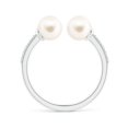 thumbnail image 2 of Angara Two Stone Freshwater Cultured Pearl Open Stackable Ring in 14K White Gold for Women (Ring Size = 9), 2 of 9