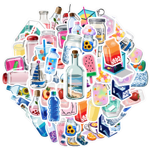 35pcs Colorful Stickers Drink Stickers Cute Stickers Coolers Decorative Stickers for Laptops Notebooks Suitcases