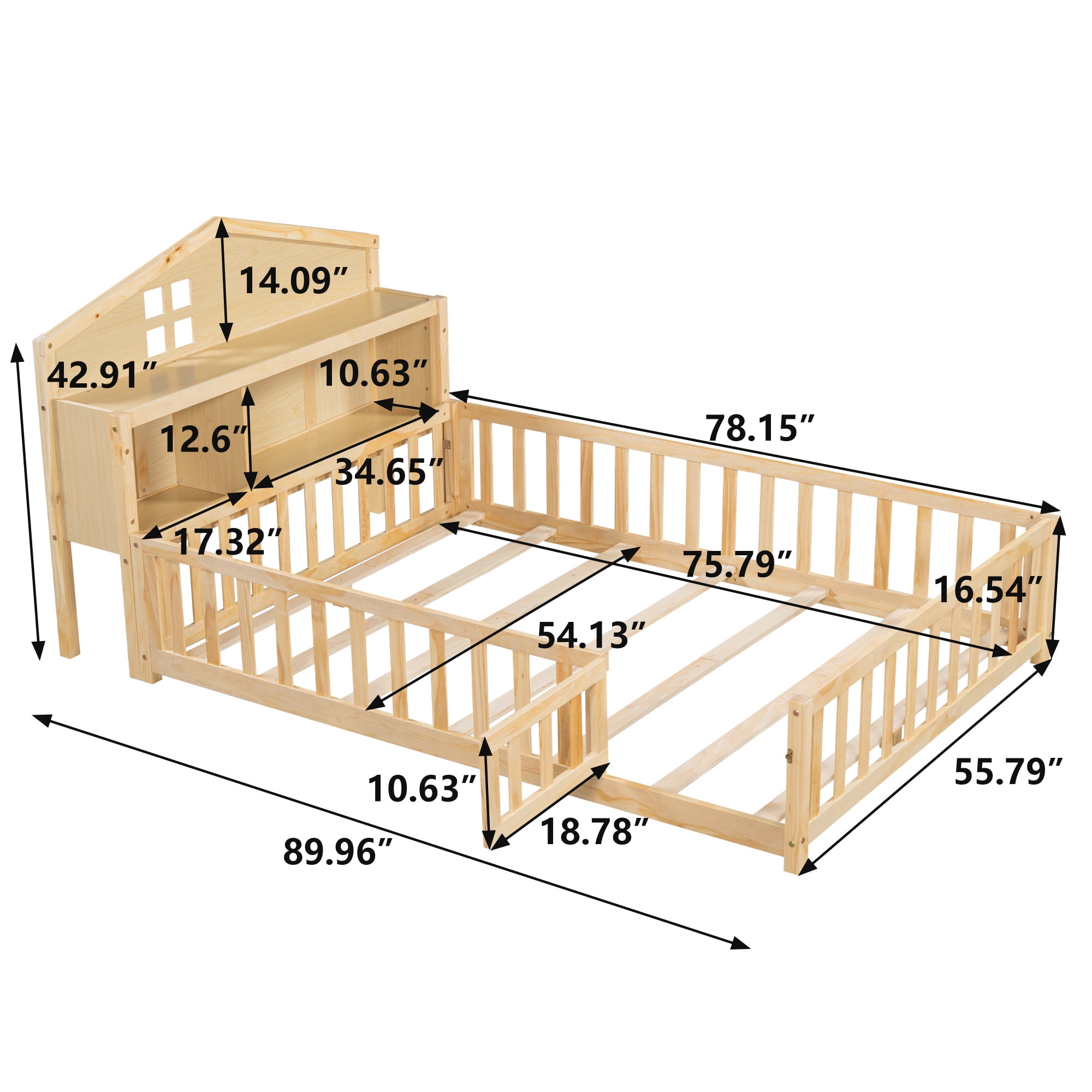 Jopath Headboard for Full Size Bed with Storage Shelf,Head Board Floor Bed,Sturdy and Stable,Easy Assembly,Natural