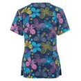 thumbnail image 1 of Blusa de manga corta con cuello en v SCZ para mujer azul, SCZ, uniforme de trabajo, 5XL, 1 of 3