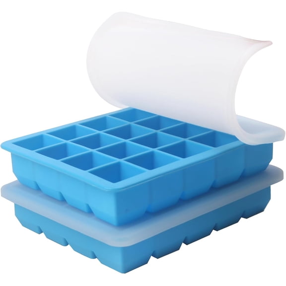 2-Pack Silicone Freezer Tray, Blue, For Garlic Herbs Ginger Pesto