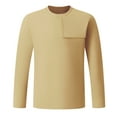 thumbnail image 2 of Zylanna Men's Long Sleeve T-Shirts, Loose Homewear Crew Neck Solid Color Casual Tops for Men Khaki, 2 of 4